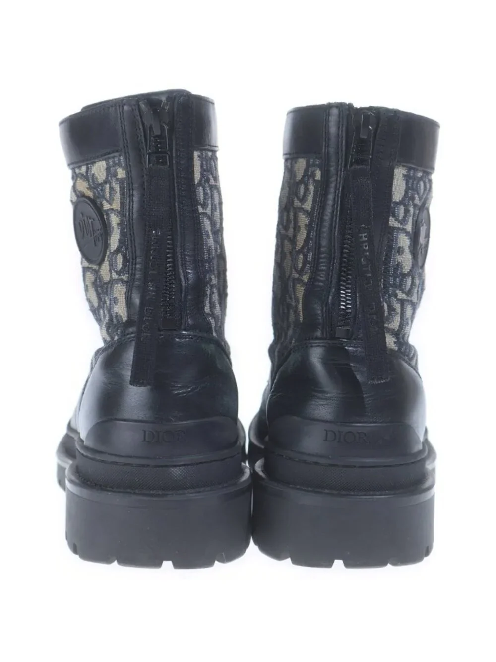 Dior Oblique Jacquard Smooth Calfskin Boots Black Beige